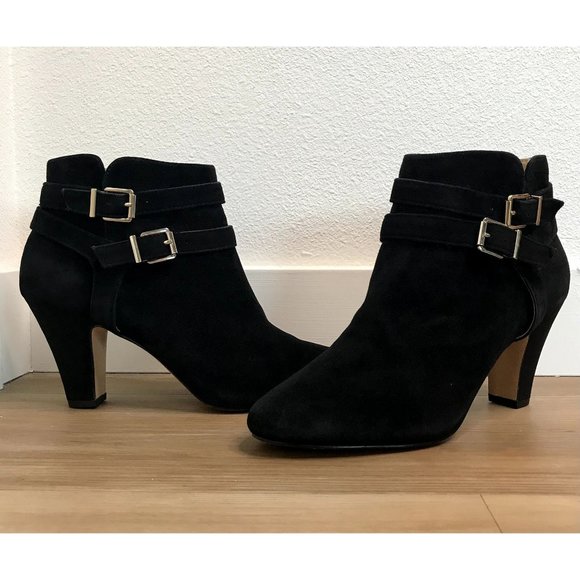 SOLD NWOB INC International Concepts Dorine Black Suede Ankle Booties Size 8.5 - Picture 3 of 11